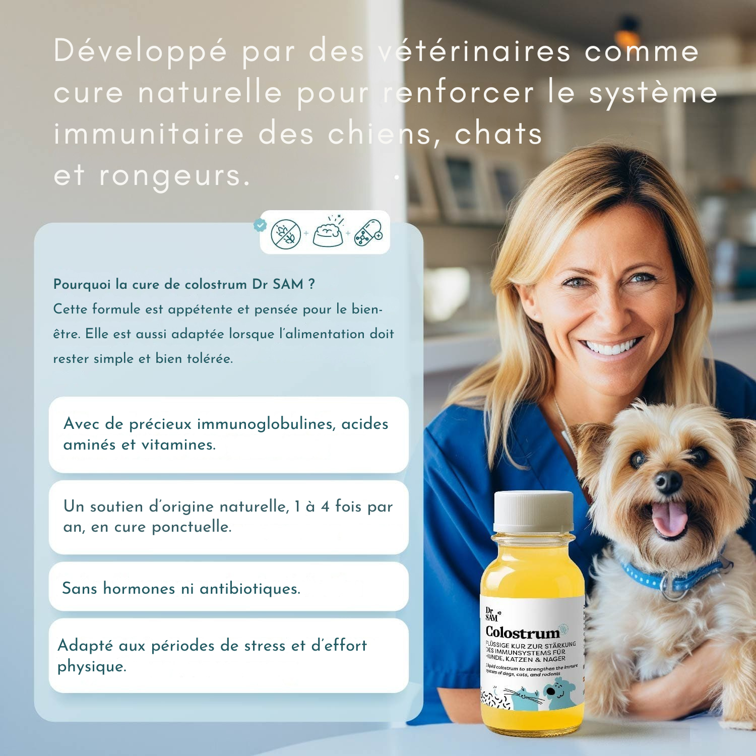 Colostrum liquide pour chiens et chats