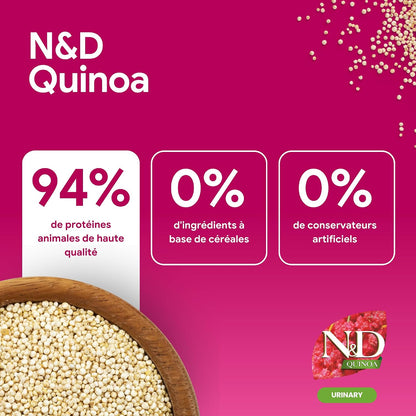 Croquettes canard et quinoa santé urinaire des chats adultes
