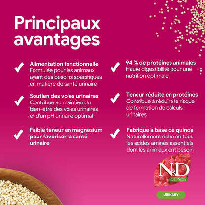 Croquettes canard et quinoa santé urinaire des chats adultes