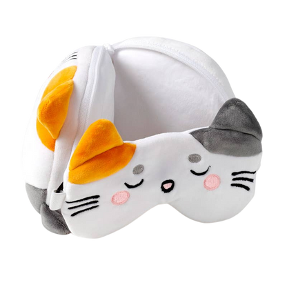 Coussin de voyage 2-en-1 Lola the Cat avec masque