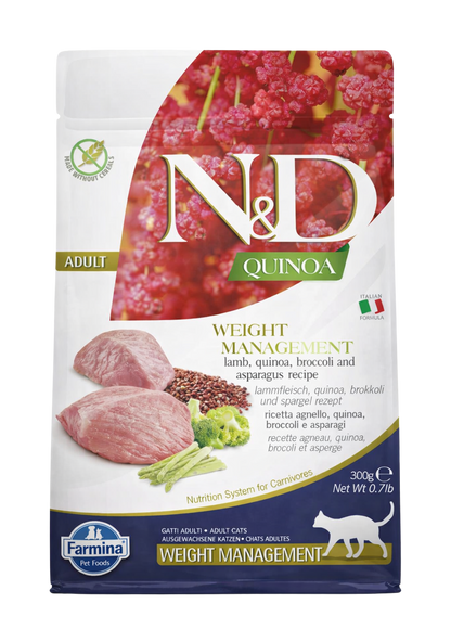 Croquettes gestion du poids agneau et quinoa pour chats adultes