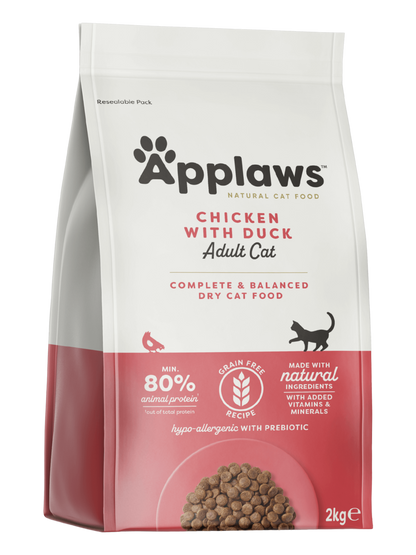 Croquettes au poulet et canard pour chats adultes