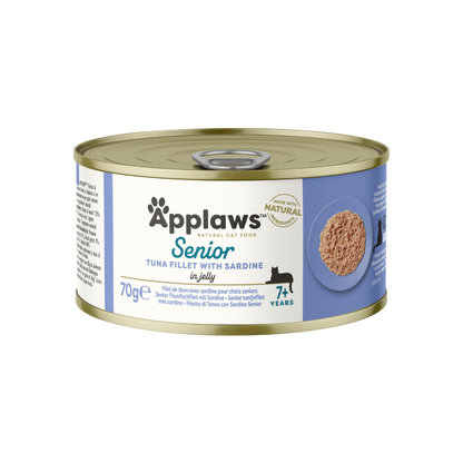 Filet de thon et sardine en gelée pour chats seniors