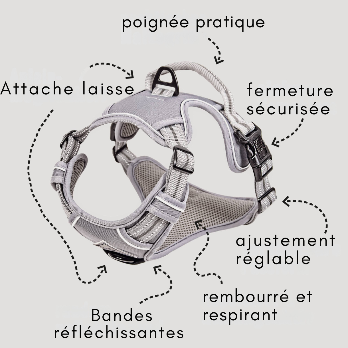 Harnais réfléchissant anti-traction