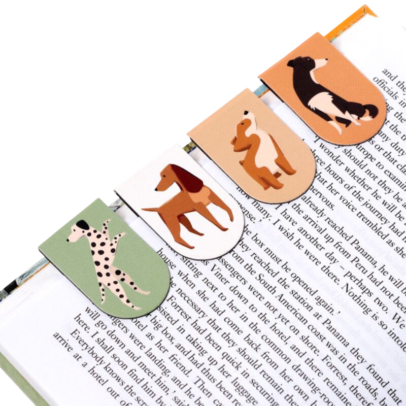 Lot de 4 marque-pages magnétiques chiens