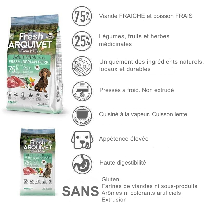 Croquettes semi-humides au porc ibérique pour petits chiens adultes