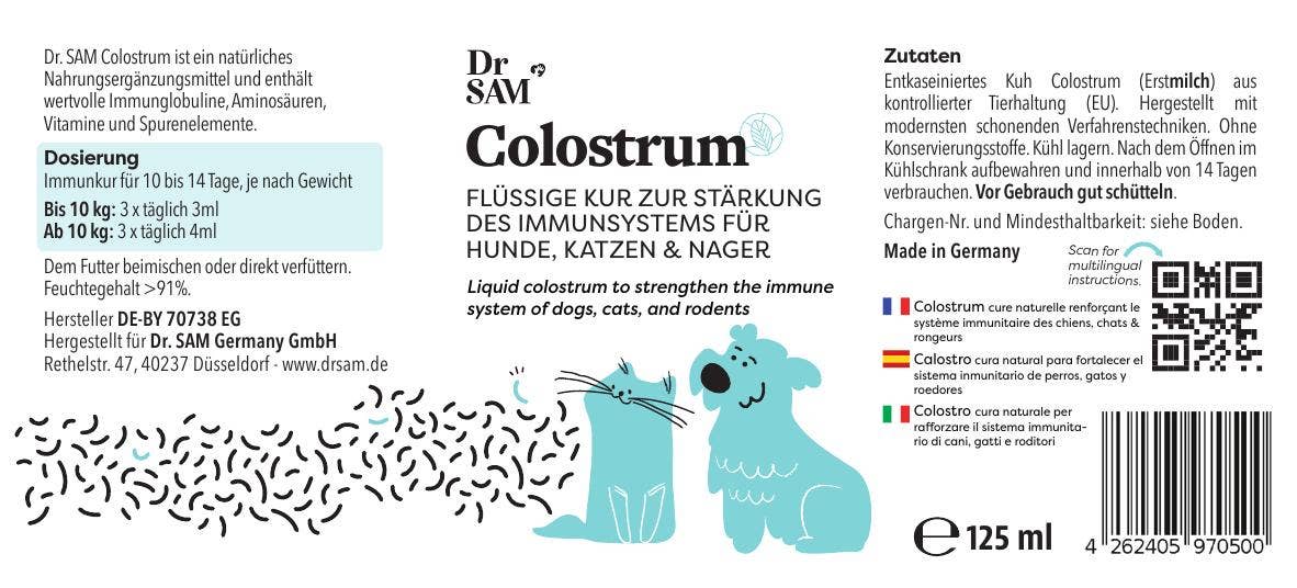 Colostrum liquide pour chiens et chats