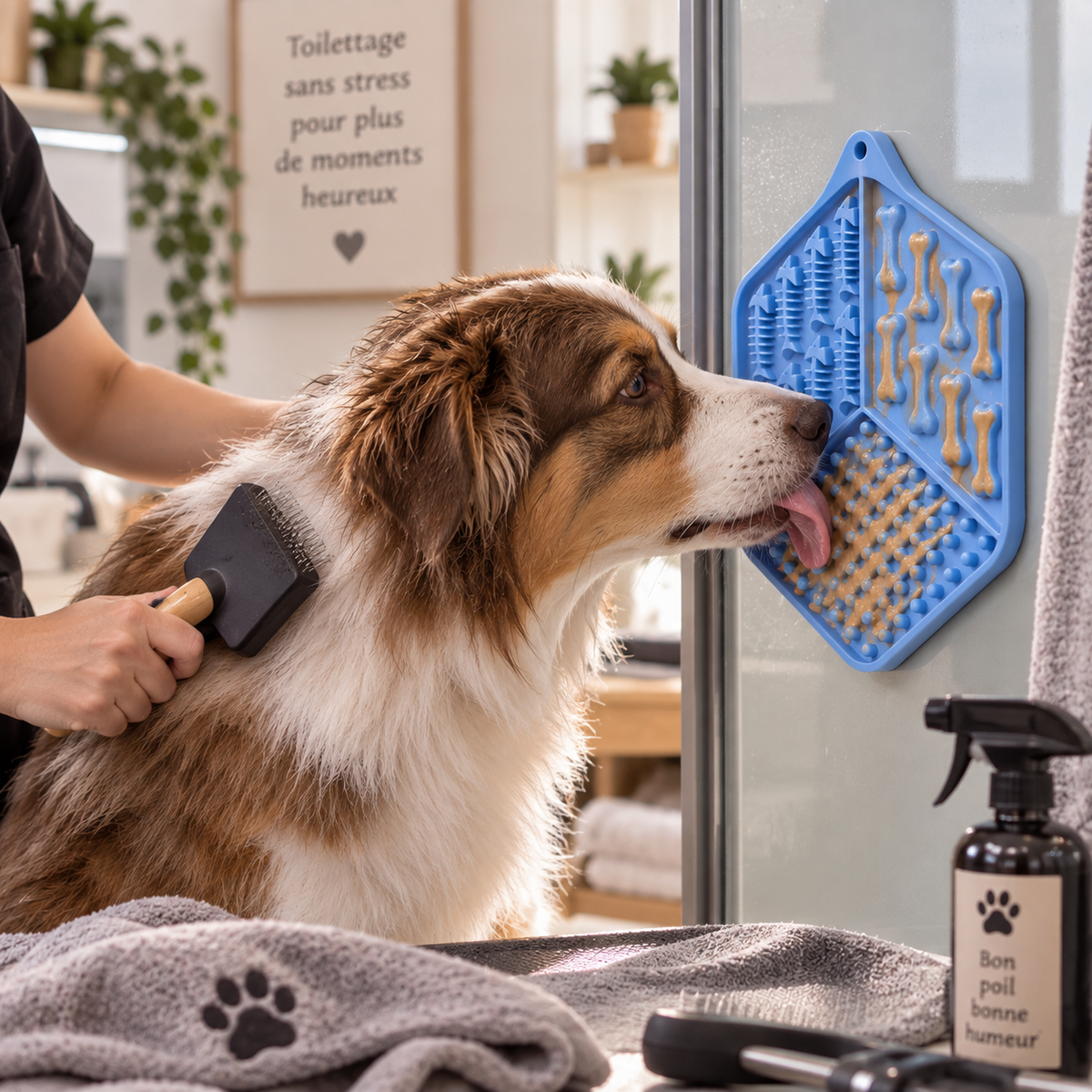 Tapis de léchage à ventouses pour chiens
